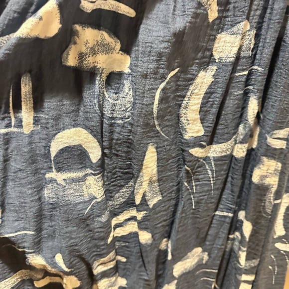 a new day Navy Cream Abstract Puff-Sleeve Square-Neck Midi Dress - Picture 4 of 6